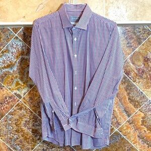 Michael Kors, slim, fit size XL, button down Maroon and white and blue